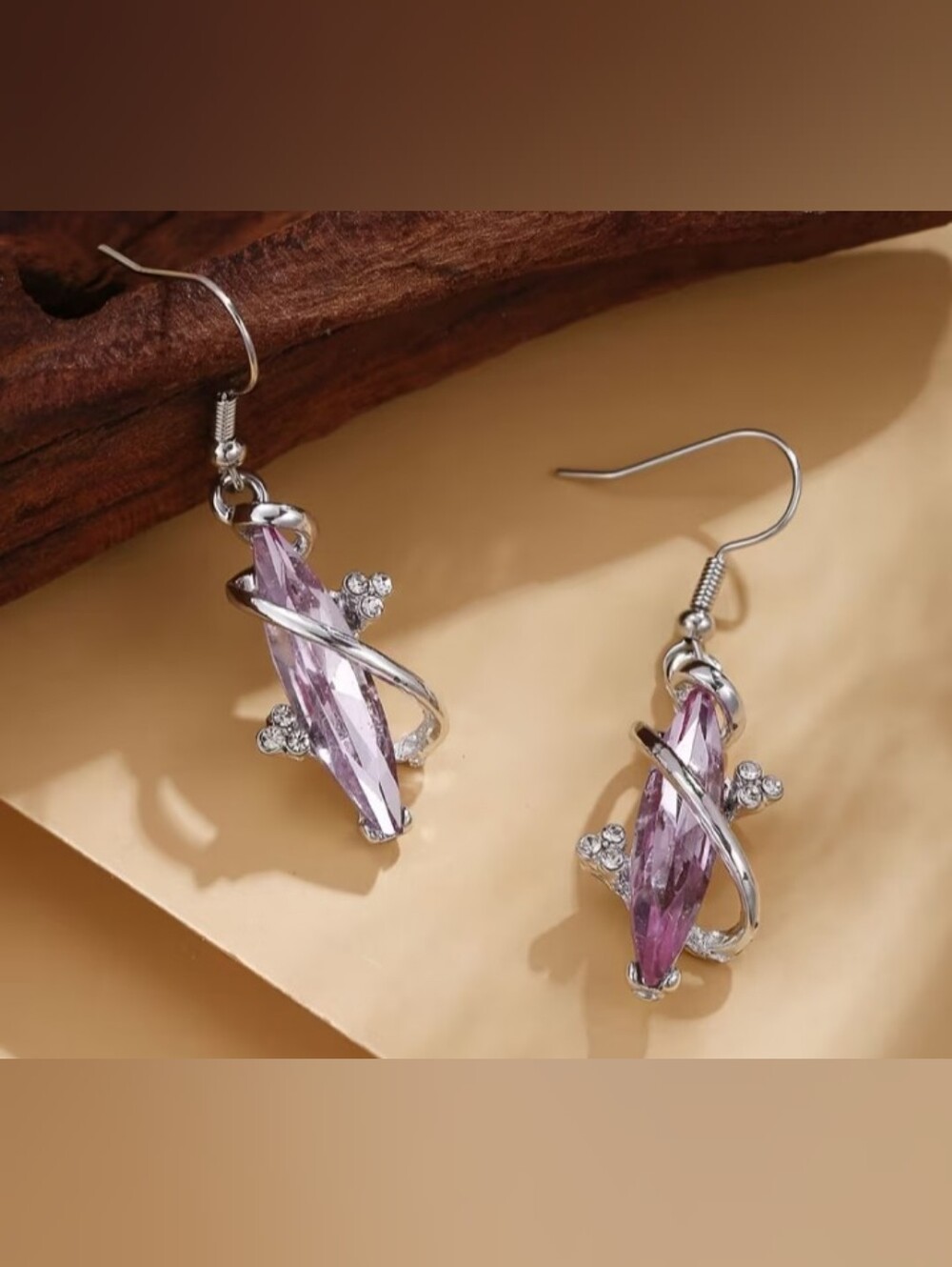 $8 Each Or Bundle 5/$20 Silver Drop Earrings with Light Pink Crystal Accent